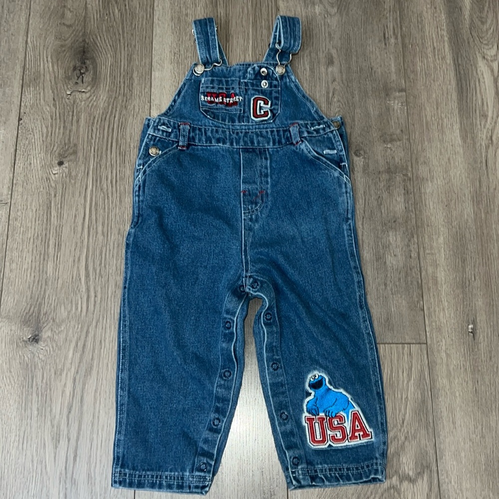 RARE vintage Y2K Sesame Street Cookie Monster overalls Unisex Size: 3T